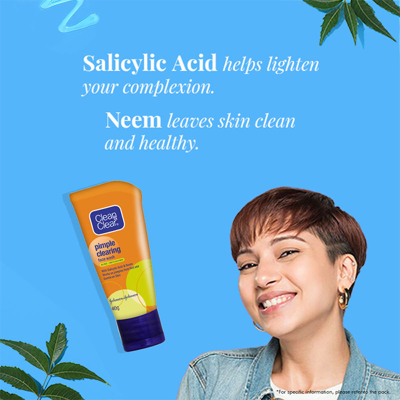 Clean & Clear Pimple Clearing Face Wash with Neem & Salicylic Acid for Oily and Acne-Prone Skin, 40g