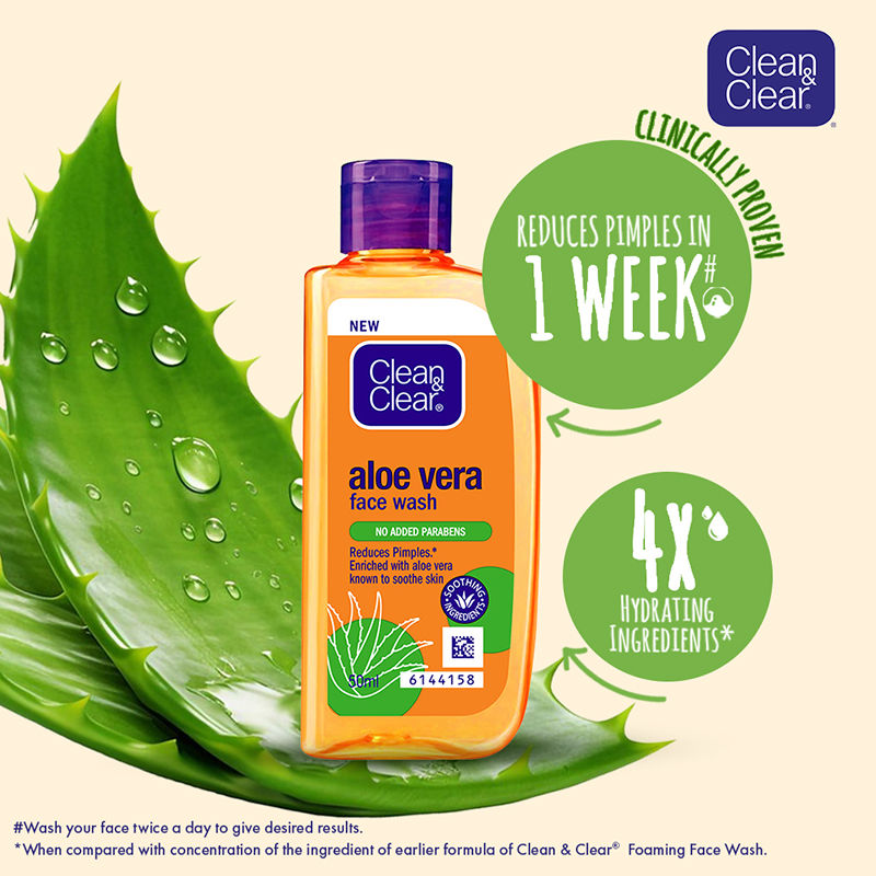 Clean & Clear Aloe Vera Face Wash - Gentle Hydrating Cleanser for Oily Skin & Reduces Acne In 7 Days, 50ml Buy at Indicrest Image 3
