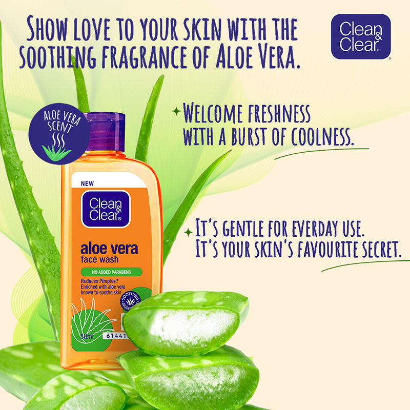 Clean & Clear Aloe Vera Face Wash - Gentle Hydrating Cleanser for Oily Skin & Reduces Acne In 7 Days, 50ml Buy at Indicrest Image 4