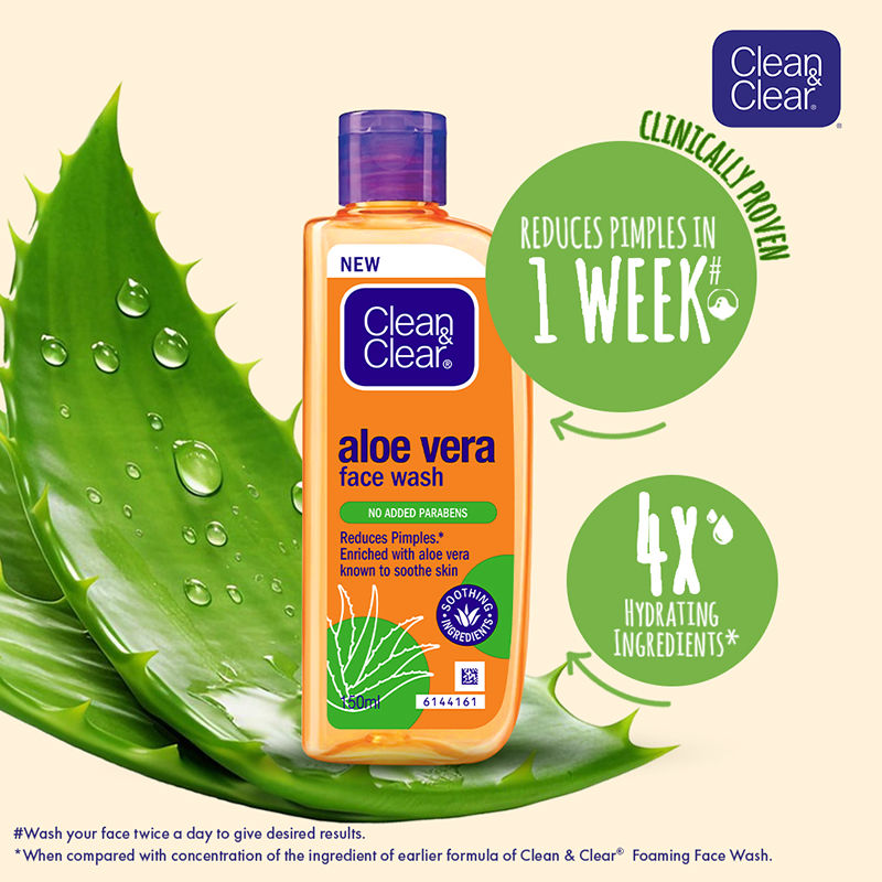 Clean & Clear Aloe Vera Face Wash - Gentle Hydrating Cleanser for Oily Skin & Reduces Acne In 7 Days, 150ml Buy at Indicrest Image 3