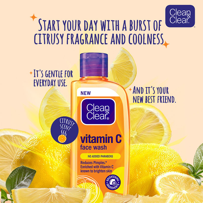 Clean & Clear Vitamin C Face Wash - Gentle Brightening & Hydrating Cleanser Reduces Acne In 7 Days, 150ml Buy at Indicrest Image 4