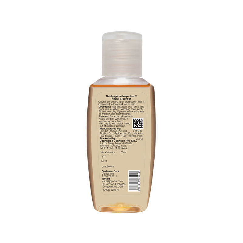 Neutrogena Deep Clean Facial Cleanser Face Wash for Normal to Oily Skin, 50ml