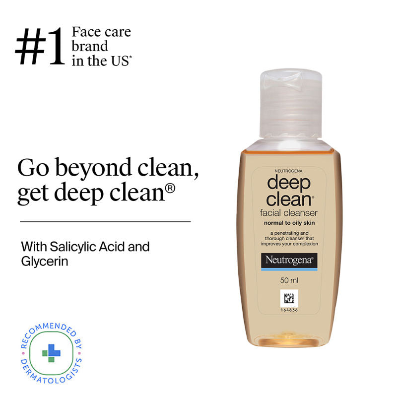 Neutrogena Deep Clean Facial Cleanser Face Wash for Normal to Oily Skin, 50ml