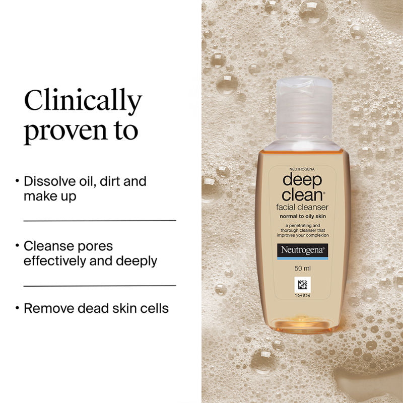 Neutrogena Deep Clean Facial Cleanser Face Wash for Normal to Oily Skin, 50ml