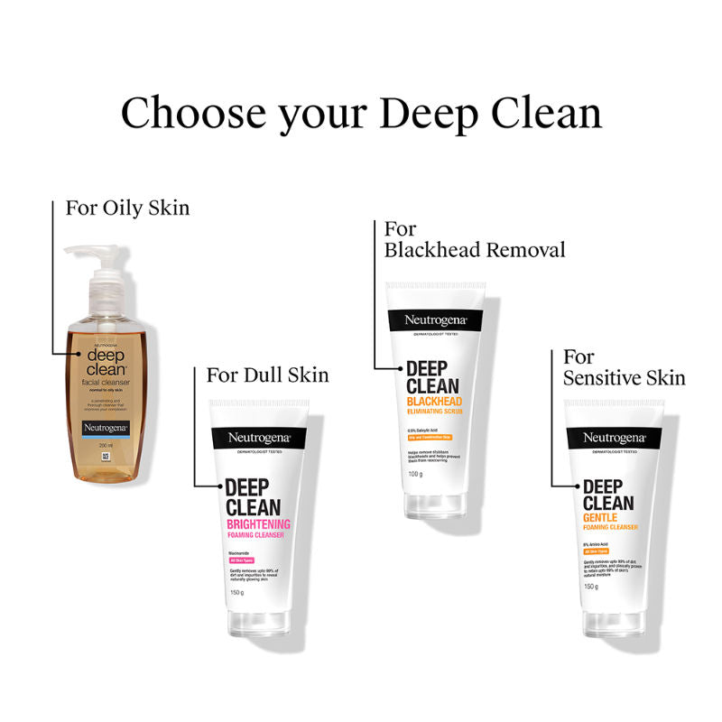 Neutrogena Deep Clean Facial Cleanser Face Wash for Normal to Oily Skin, 200ml