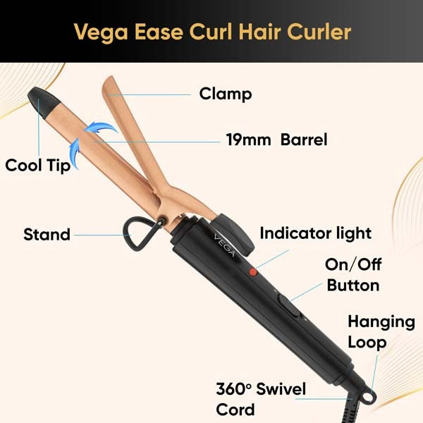 Vega Ease Curl Hair Curler (19MM Barrel) - VHCH-01