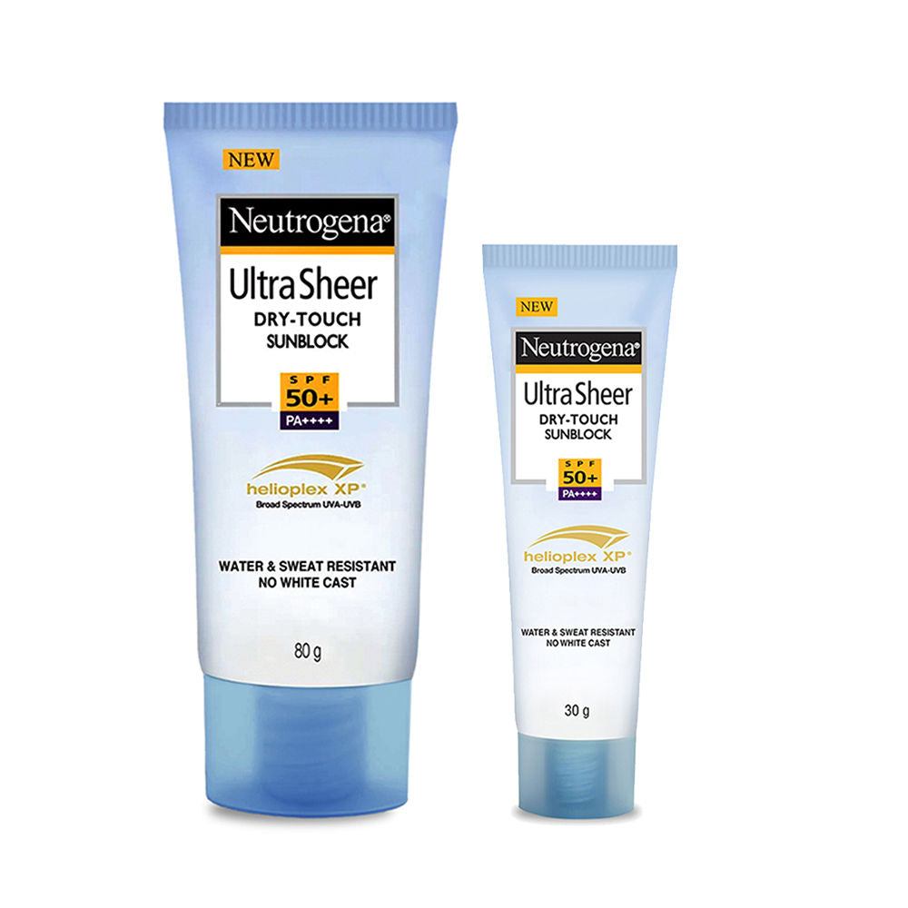 Neutrogena Ultrasheer SPF50+ PA+++ Ultra Light Face Sunscreen For Dry & Oily Skin Home+Travel Combo