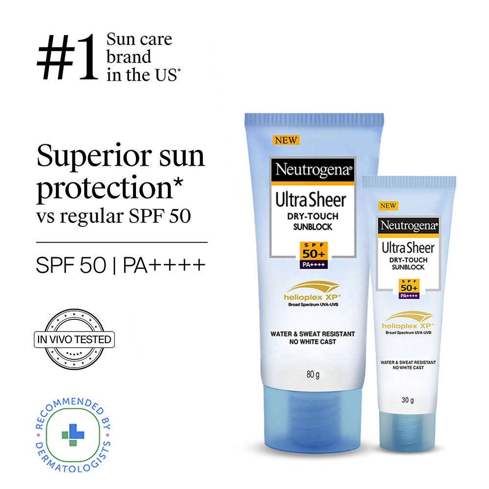 Neutrogena Ultrasheer SPF50+ PA+++ Ultra Light Face Sunscreen For Dry & Oily Skin Home+Travel Combo