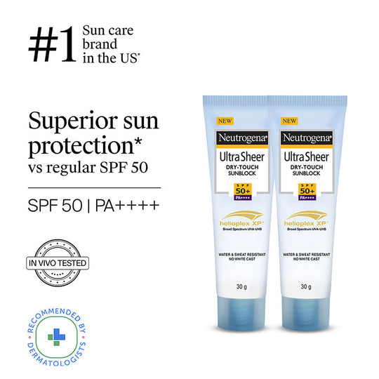 Neutrogena Ultrasheer SPF50+ PA+++ Ultra Light Face Sunscreen For Dry & Oily Skin Mini, 2 X 30g