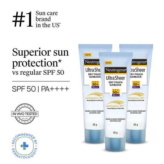 Neutrogena Ultrasheer SPF50+ PA++++ Moisturizing Face Sunscreen Oily & Sensitive Skin - 3 X 30g