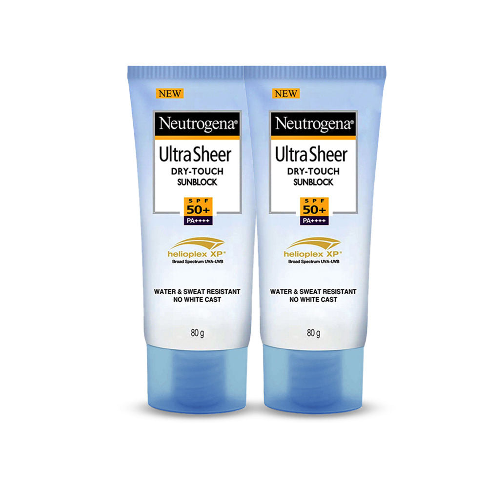 Neutrogena Ultrasheer SPF50+ PA+++ Ultra Light Face Sunscreen For Dry & Oily Skin Super Value, Pack 2 X 80g