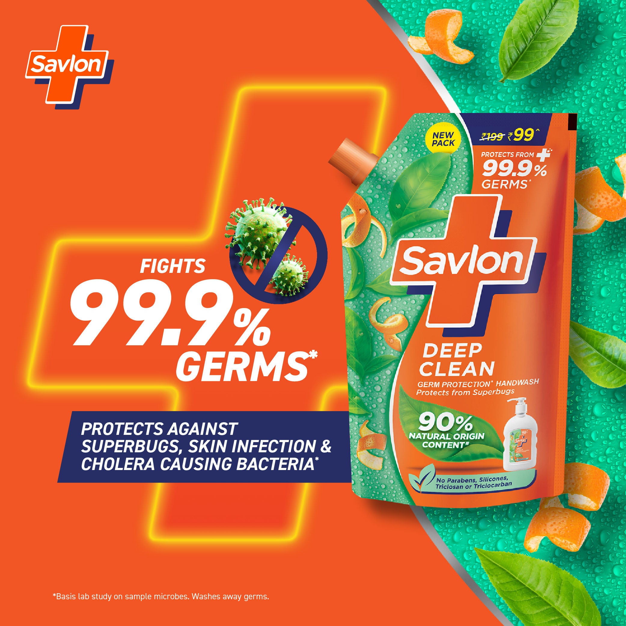 Savlon Deep Clean Germ Protection Liquid Handwash Refill Pouch, 625ml Buy at Indicrest Image 2