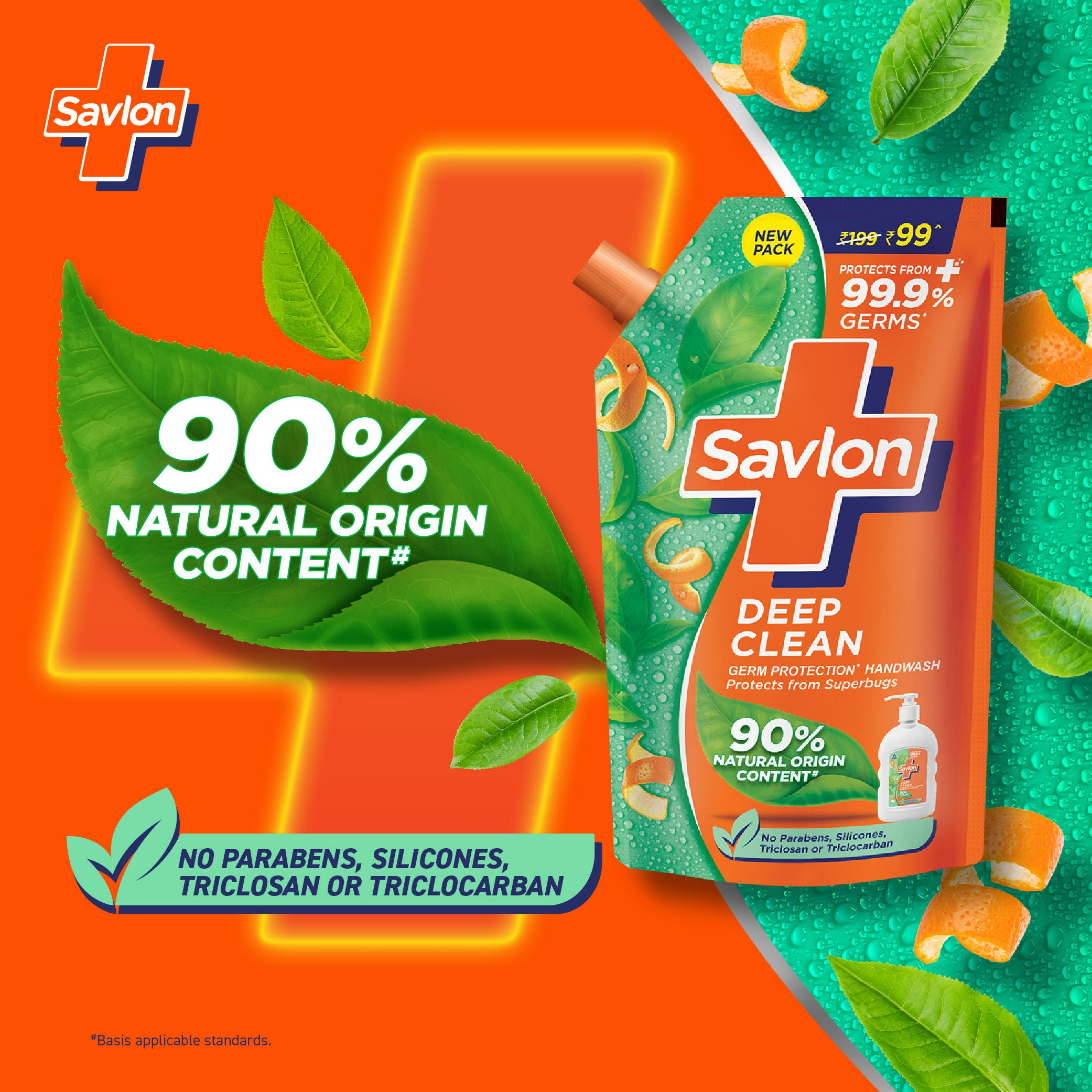 Savlon Deep Clean Germ Protection Liquid Handwash Refill Pouch, 625ml Buy at Indicrest Image 3