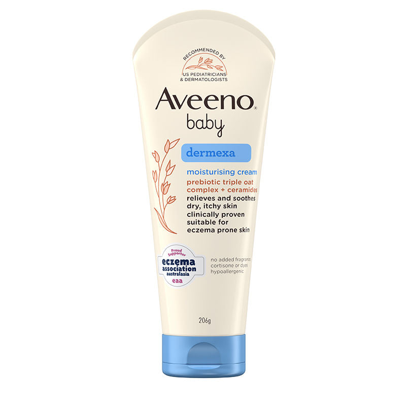 Aveeno Baby Dermexa Moisturising Cream - Prebiotic Oat + Ceramides For Dry, Itchy, Eczema prone skin, 206g