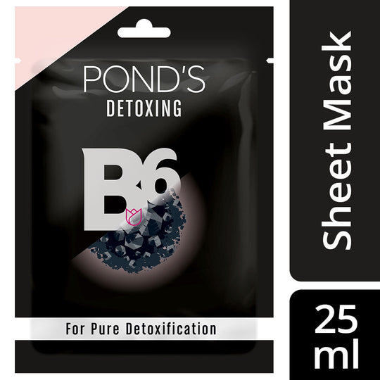 Pond’s Vitamin Duo Sheet Mask Detoxing Sheet Mask With Vitamin B6 100% Bamboo Charcoal, 25ml Buy at Indicrest