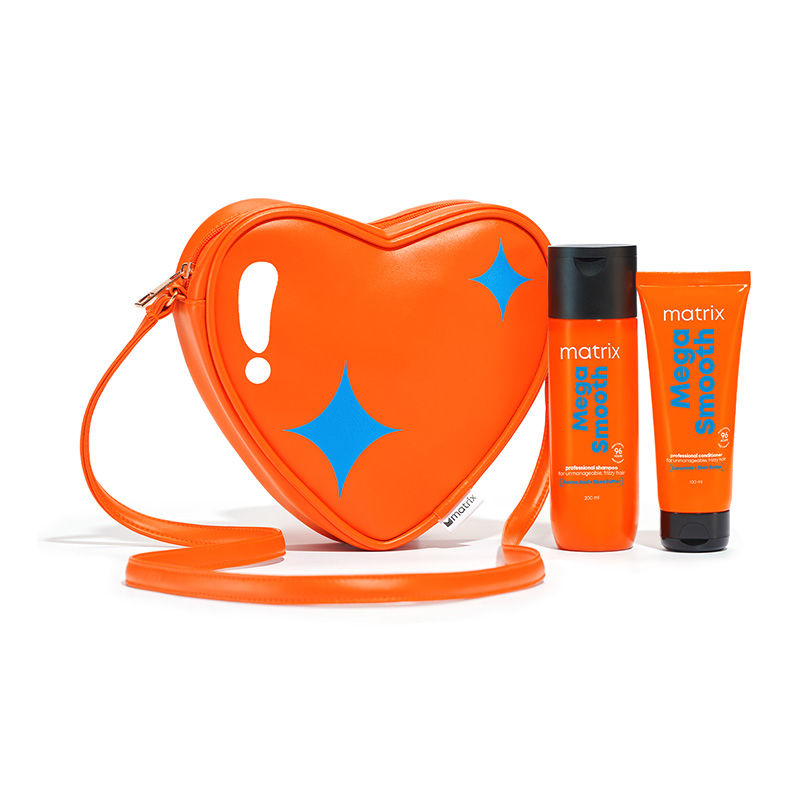 Matrix Mega Smooth Shampoo Conditioner Combo For Frizzy Hair with Free Limited Edition Heart Bag, 320g Buy at Indicrest