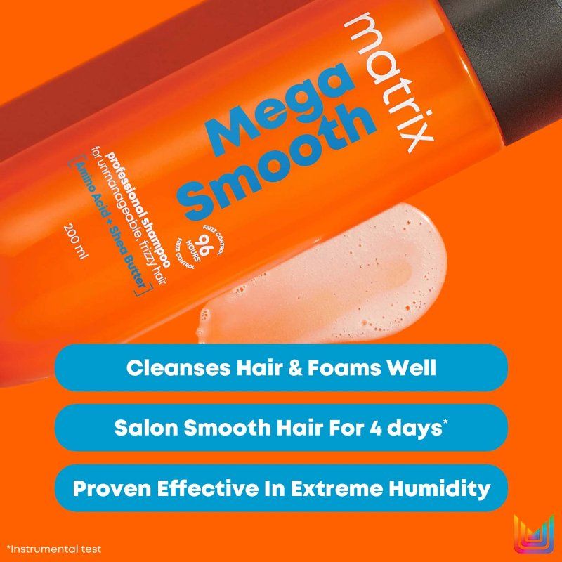 Matrix Mega Smooth Shampoo Conditioner Combo For Frizzy Hair with Free Limited Edition Heart Bag, 320g Buy at Indicrest Image 3