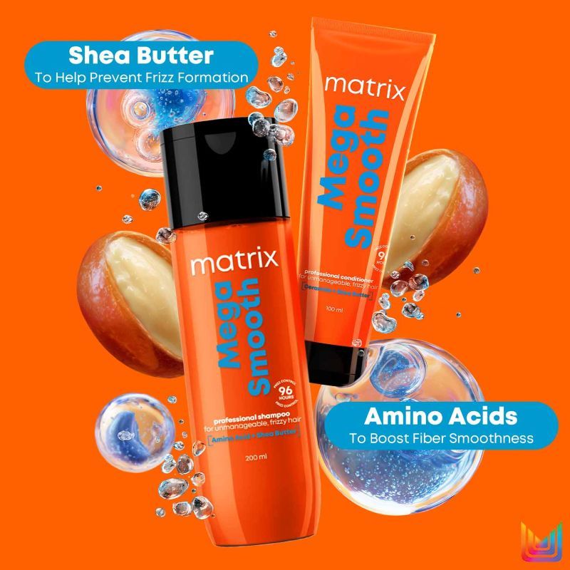 Matrix Mega Smooth Shampoo Conditioner Combo For Frizzy Hair with Free Limited Edition Heart Bag, 320g Buy at Indicrest Image 4
