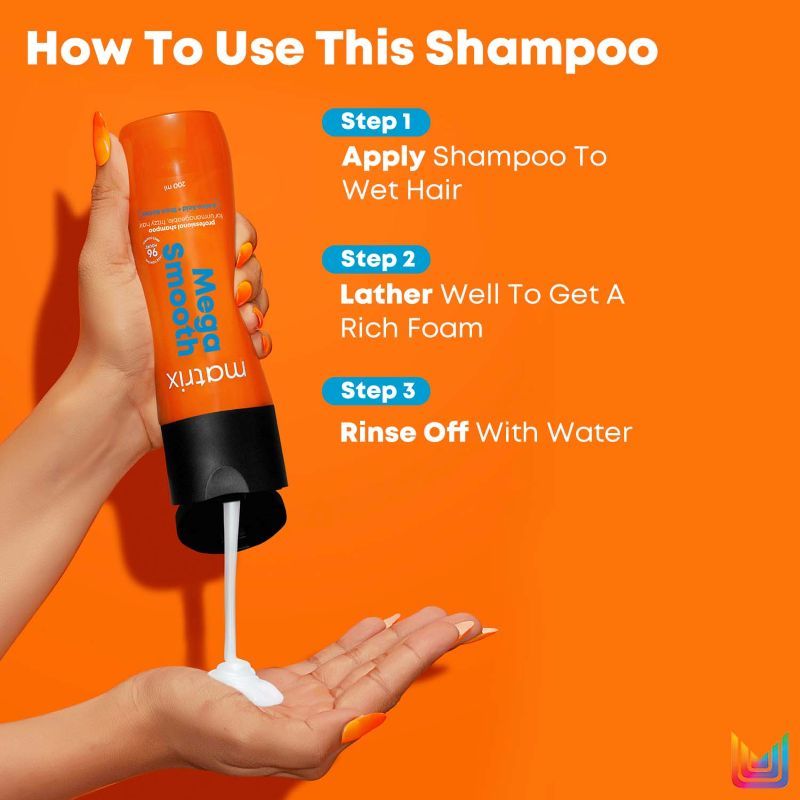 Matrix Mega Smooth Shampoo Conditioner Combo For Frizzy Hair with Free Limited Edition Heart Bag, 320g Buy at Indicrest Image 6