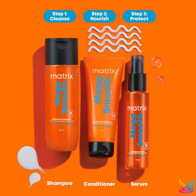 Matrix Mega Smooth Shampoo Conditioner Combo For Frizzy Hair with Free Limited Edition Heart Bag, 320g Buy at Indicrest Image 7