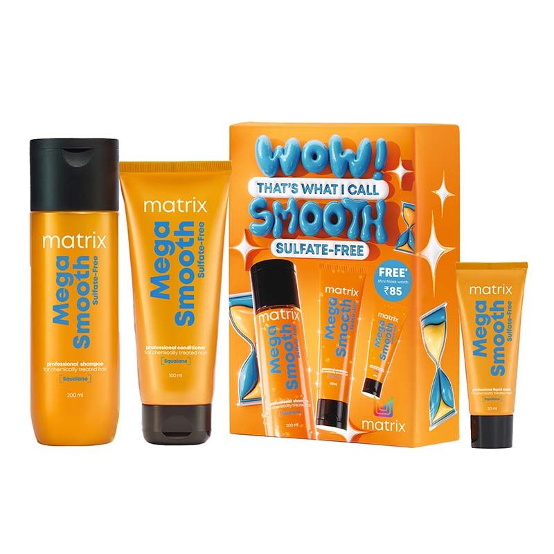 Matrix Mega Smooth Sulfate-Free Combo, For Gentle Cleansing & Bond Repair With Free Mini Liquid Mask, 320g Buy at Indicrest