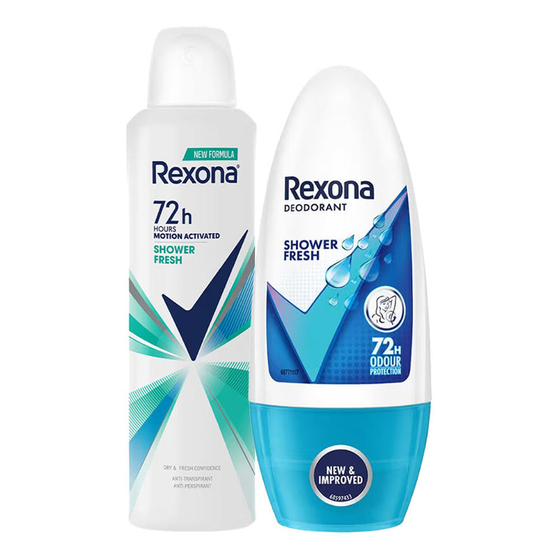 Rexona Shower Fresh Odour Protection Roll On, 50ml & Anti-Perspirant Deodorant, 200ml Combo, 2 pieces Buy at Indicrest