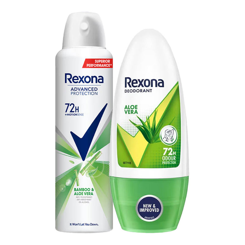 Rexona Aloe Vera Odour Protection Roll On, 50ml & Anti-Perspirant Deodorant, 200ml Combo, 2 pieces Buy at Indicrest