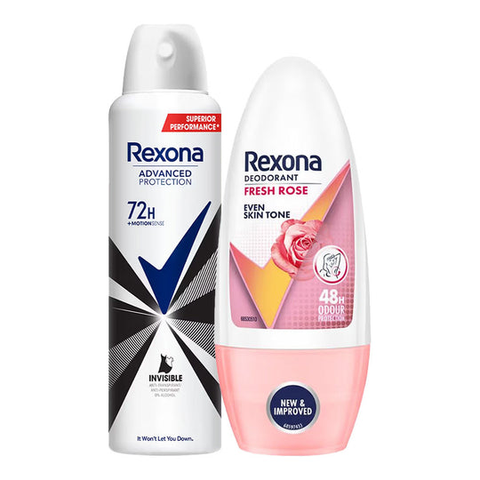 Rexona Invisible Rose Odour Protection Roll On, 50ml & Anti-Perspirant Deodorant, 200ml Combo, 2 pieces Buy at Indicrest