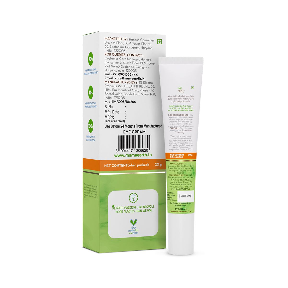 Mamaearth Vitamin C Daily Glow Under Eye Cream with Vitamin C & Turmeric for Dark Circle Reduction, 20g - Image 7 - Buy from Indicrest