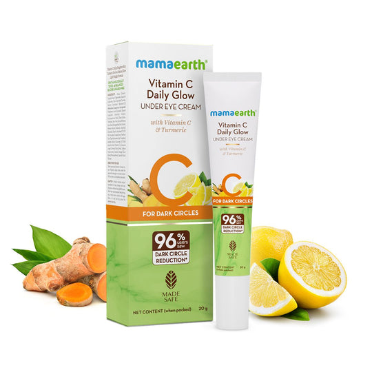 Mamaearth Vitamin C Daily Glow Under Eye Cream with Vitamin C & Turmeric for Dark Circle Reduction, 20g - Buy from Indicrest