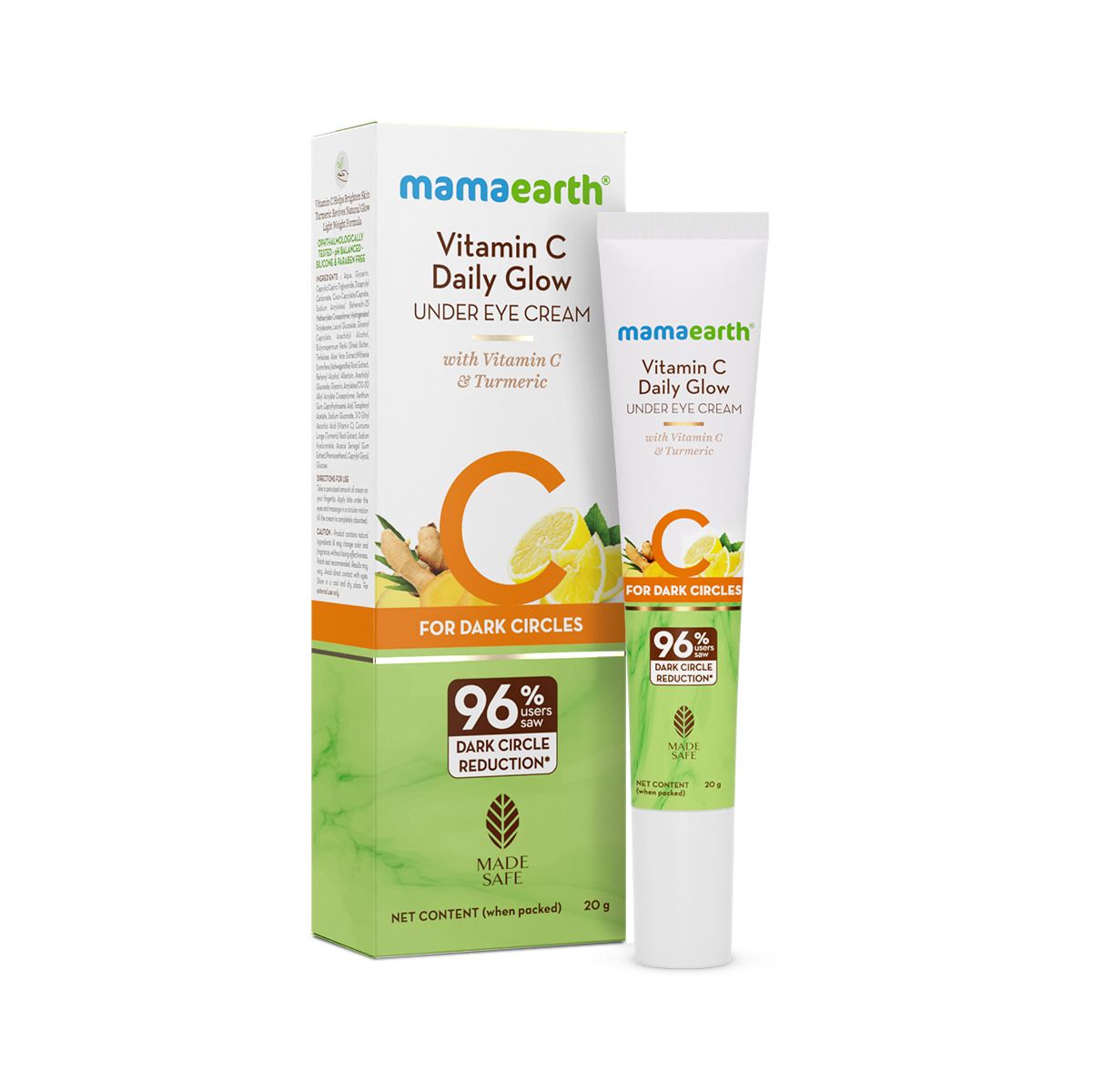 Mamaearth Vitamin C Daily Glow Under Eye Cream with Vitamin C & Turmeric for Dark Circle Reduction, 20g - Image 8 - Buy from Indicrest