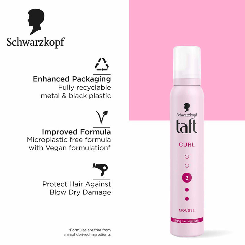 Schwarzkopf TAFT Curl Hold 3 Hair Mousse For Long Lasting Curls Weather-Proof Formula, 200ml Buy at Indicrest Image 7