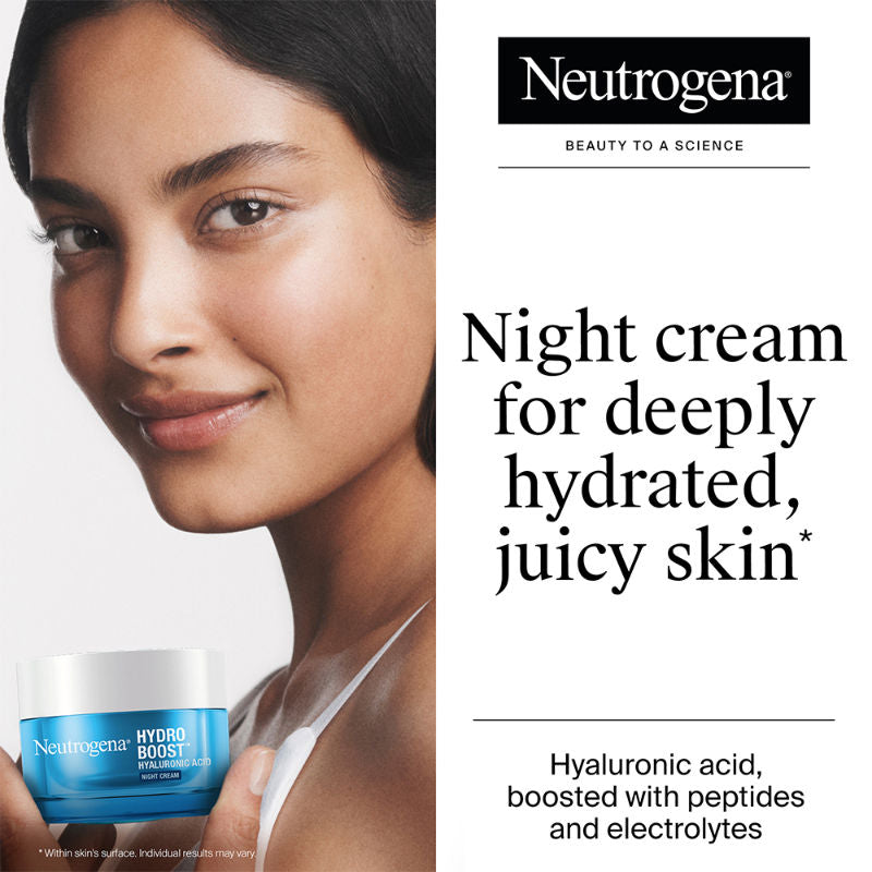 Neutrogena Hydro Boost Hyaluronic Acid Night Cream & Moisturizer with Peptide for Dry & Oily Skin, 50g