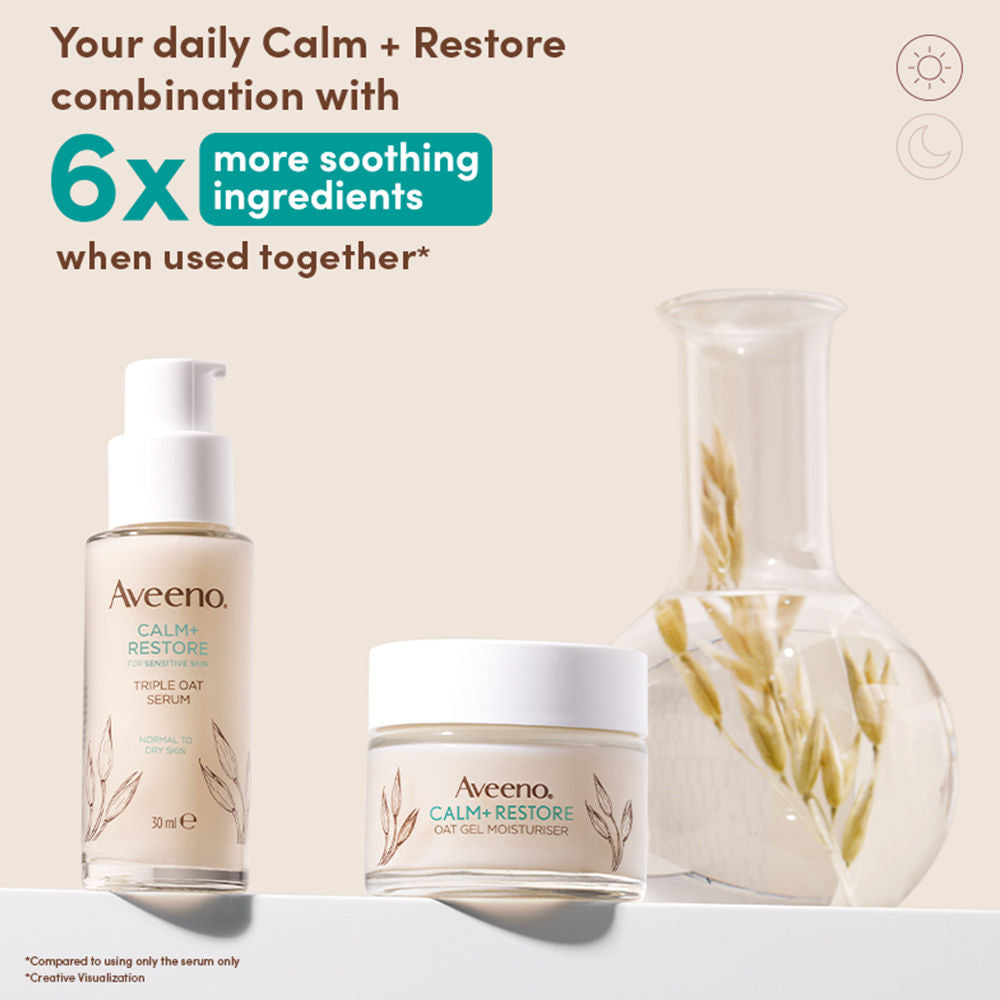 Aveeno Calm + Restore Hydrating Oat Face Serum Normal Dry Sensitive Skin Dermat Recommended, 30ml