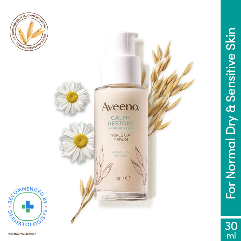 Aveeno Calm + Restore Hydrating Oat Face Serum Normal Dry Sensitive Skin Dermat Recommended, 30ml