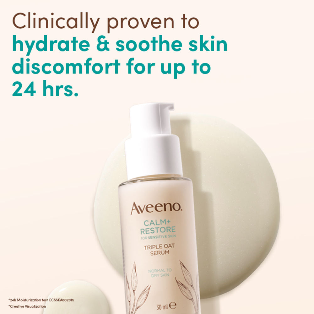 Aveeno Calm + Restore Hydrating Oat Face Serum Normal Dry Sensitive Skin Dermat Recommended, 30ml