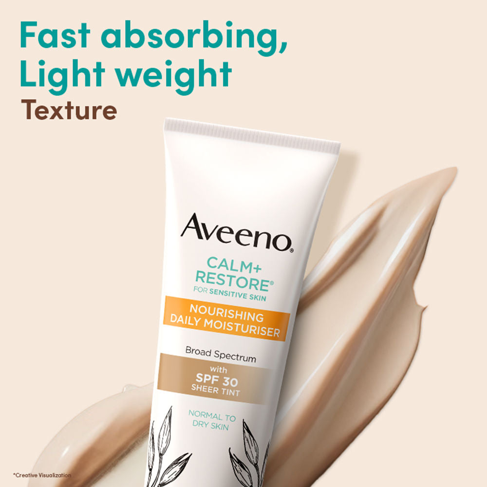 Aveeno Calm + Restore Tinted Moisturizer Sunscreen SPF30 Dry Sensitive Skin Dermat Recommended, 50ml