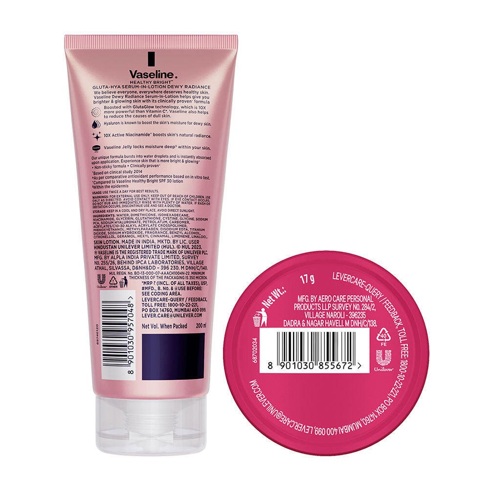 Vaseline Radiant Skin Serum in Lotion, 200ml & Hydrated Lips, 17g Combo, 2 pieces Buy at Indicrest Image 6