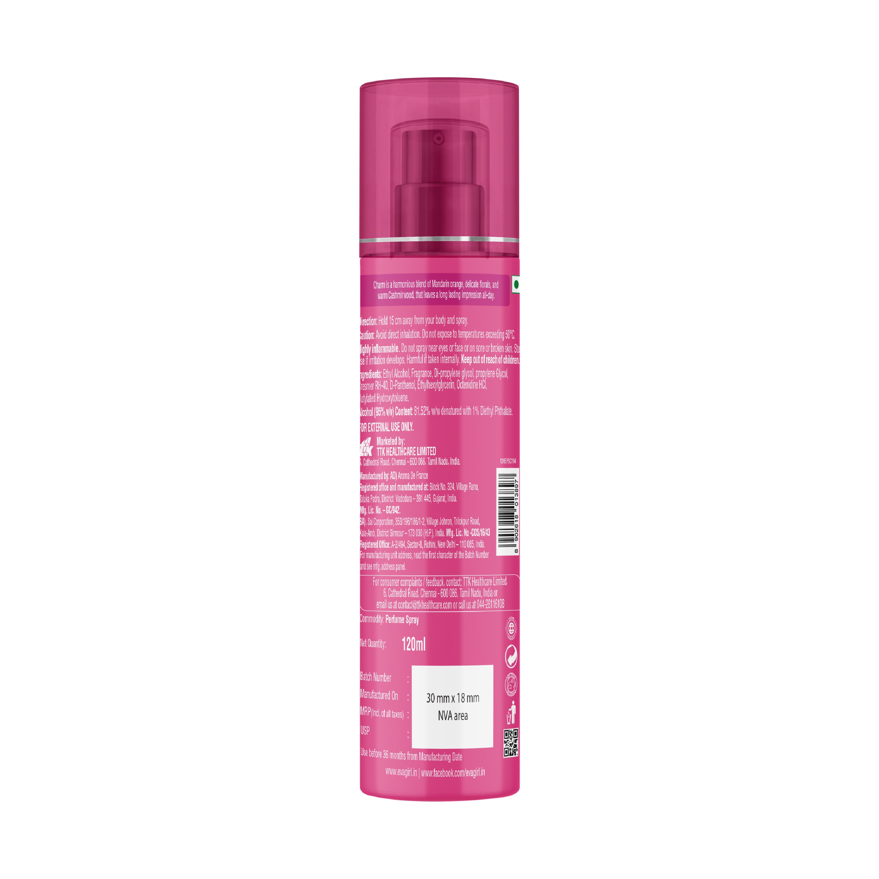 Eva Charm No Gas Orange & Cashmirwood Perfume Spray For Women Combo, 120ml Buy at Indicrest Image 2
