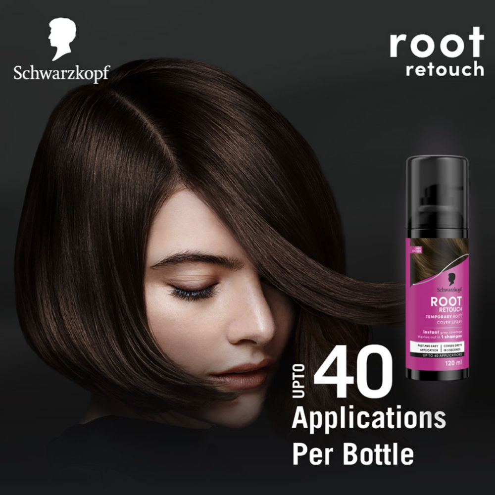 Schwarzkopf Root Retouch Instant Grey Hair Concealer Spray, Sweat & Rain Resistant - Dark Brown, 120ml Buy at Indicrest Image 4