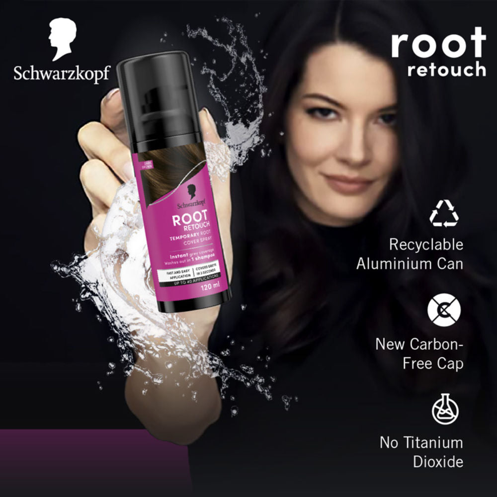 Schwarzkopf Root Retouch Instant Grey Hair Concealer Spray, Sweat & Rain Resistant - Dark Brown, 120ml Buy at Indicrest Image 5