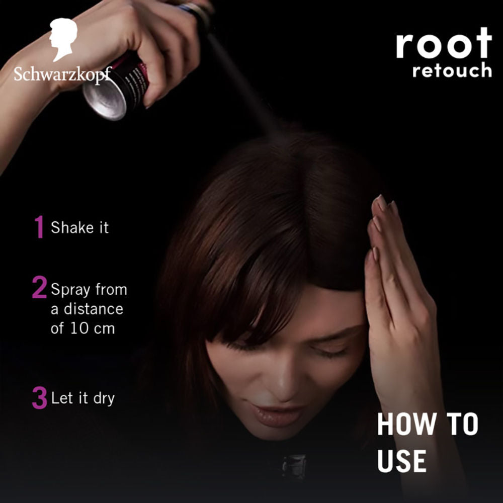 Schwarzkopf Root Retouch Instant Grey Hair Concealer Spray, Sweat & Rain Resistant - Dark Brown, 120ml Buy at Indicrest Image 6