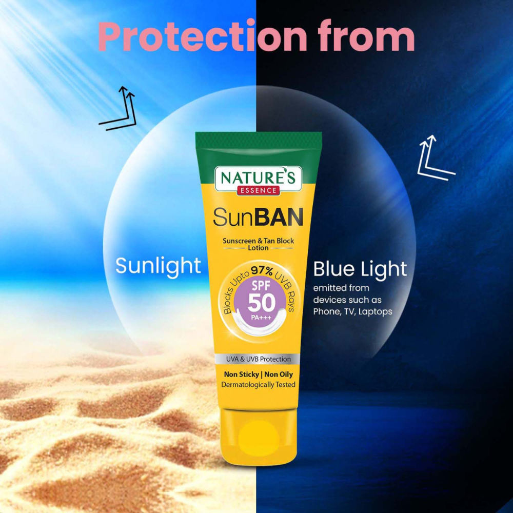 Nature's Essence Sunban SPF 50 PA+++ Sunscreen & Tan Block Lotion, 30ml Buy at Indicrest Image 5