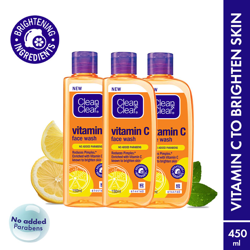Clean & Clear Vitamin C Face Wash Gentle Brightening & Hydrating Cleanser (Pack of 3), 3 pieces Buy at Indicrest Image 8