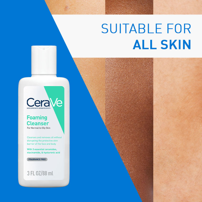 CeraVe Foaming Cleanser Face Wash For Oily Skin with Hyaluronic Acid, Ceramides & Niacinamide, 88ml Buy at Indicrest Image 9