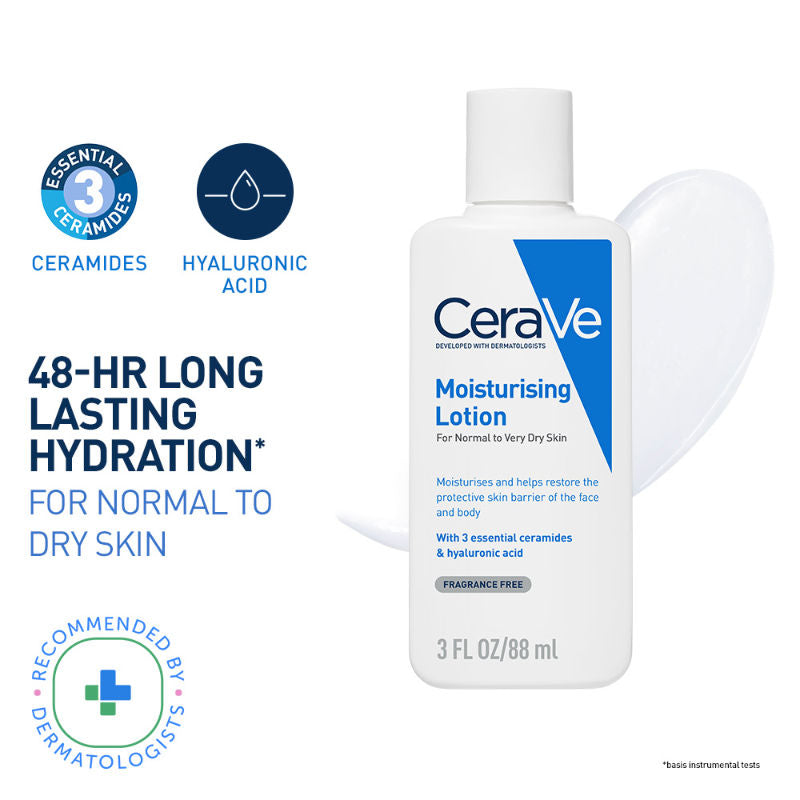 CeraVe Moisturizing Lotion For Dry To Very Dry Skin With Ceramides & Hyaluronic Acid, 88ml Buy at Indicrest