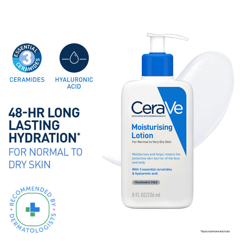 CeraVe Moisturizing Lotion For Dry To Very Dry Skin With Ceramides & Hyaluronic Acid, 236ml Buy at Indicrest