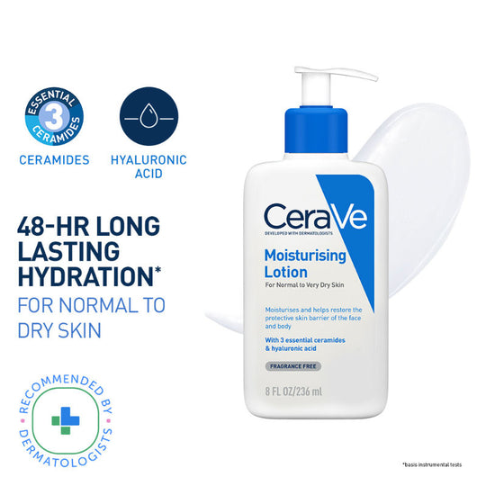 CeraVe Moisturizing Lotion For Dry To Very Dry Skin With Ceramides & Hyaluronic Acid, 236ml Buy at Indicrest