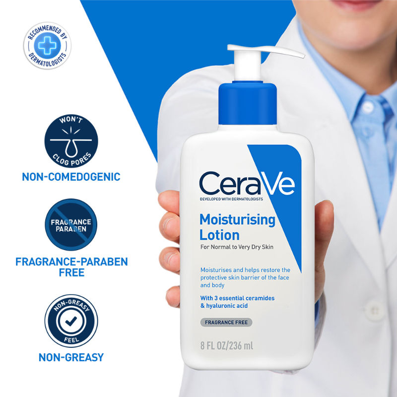 CeraVe Moisturizing Lotion For Dry To Very Dry Skin With Ceramides & Hyaluronic Acid, 236ml Buy at Indicrest Image 2