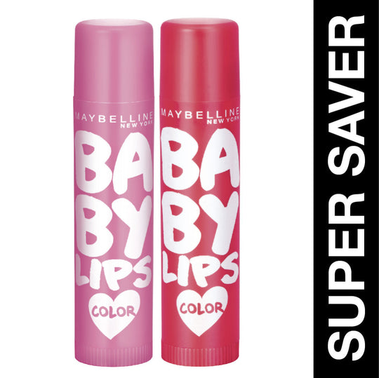 Maybelline New York Baby Lips Color Lip Balm with SPF 11, Lasts UpTo 24H - Pink Lolita + Cherry Kiss Combo, 8g